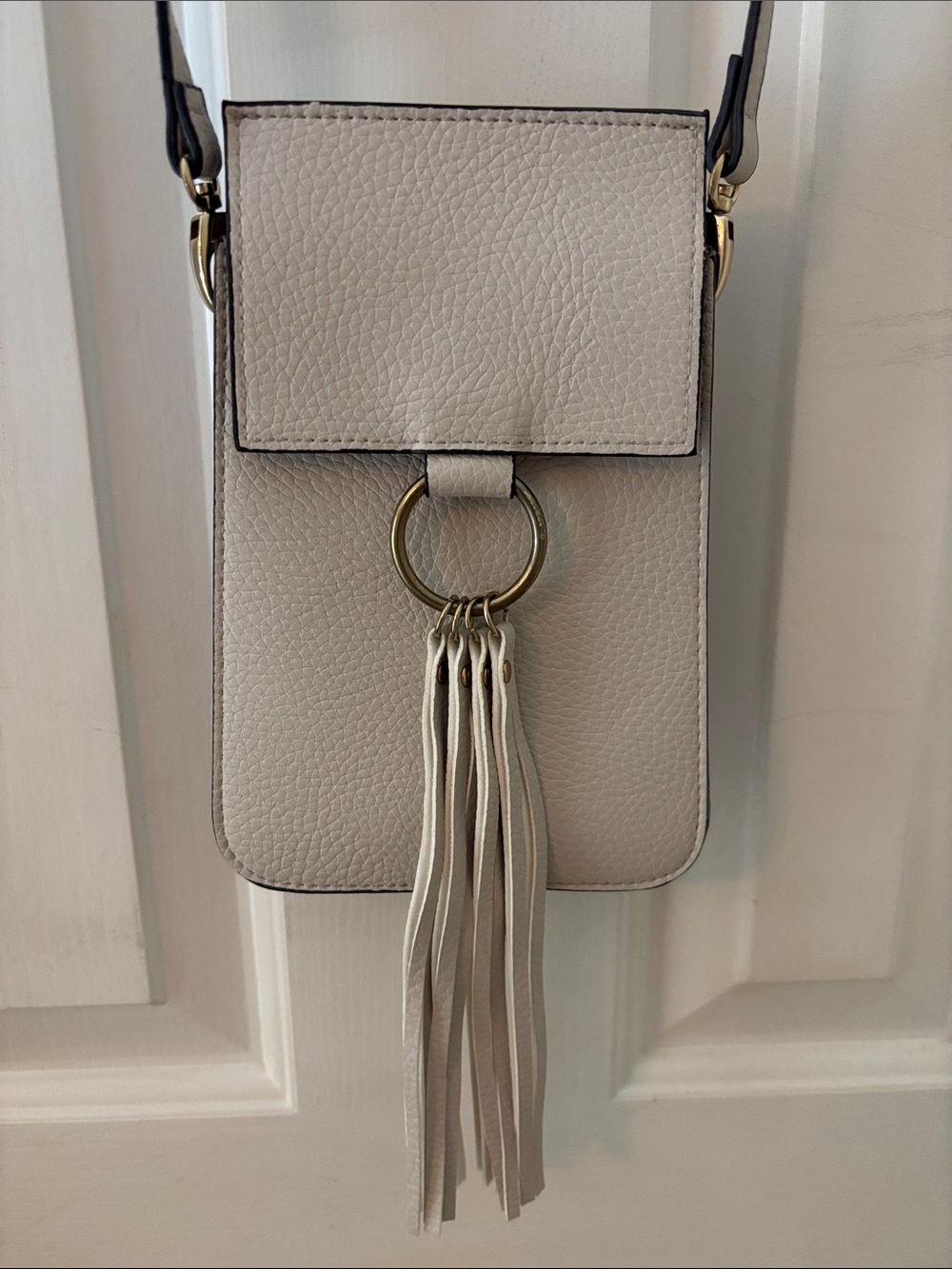 Compact Vegan Leather Mini Crossbody bag with fringe tassel